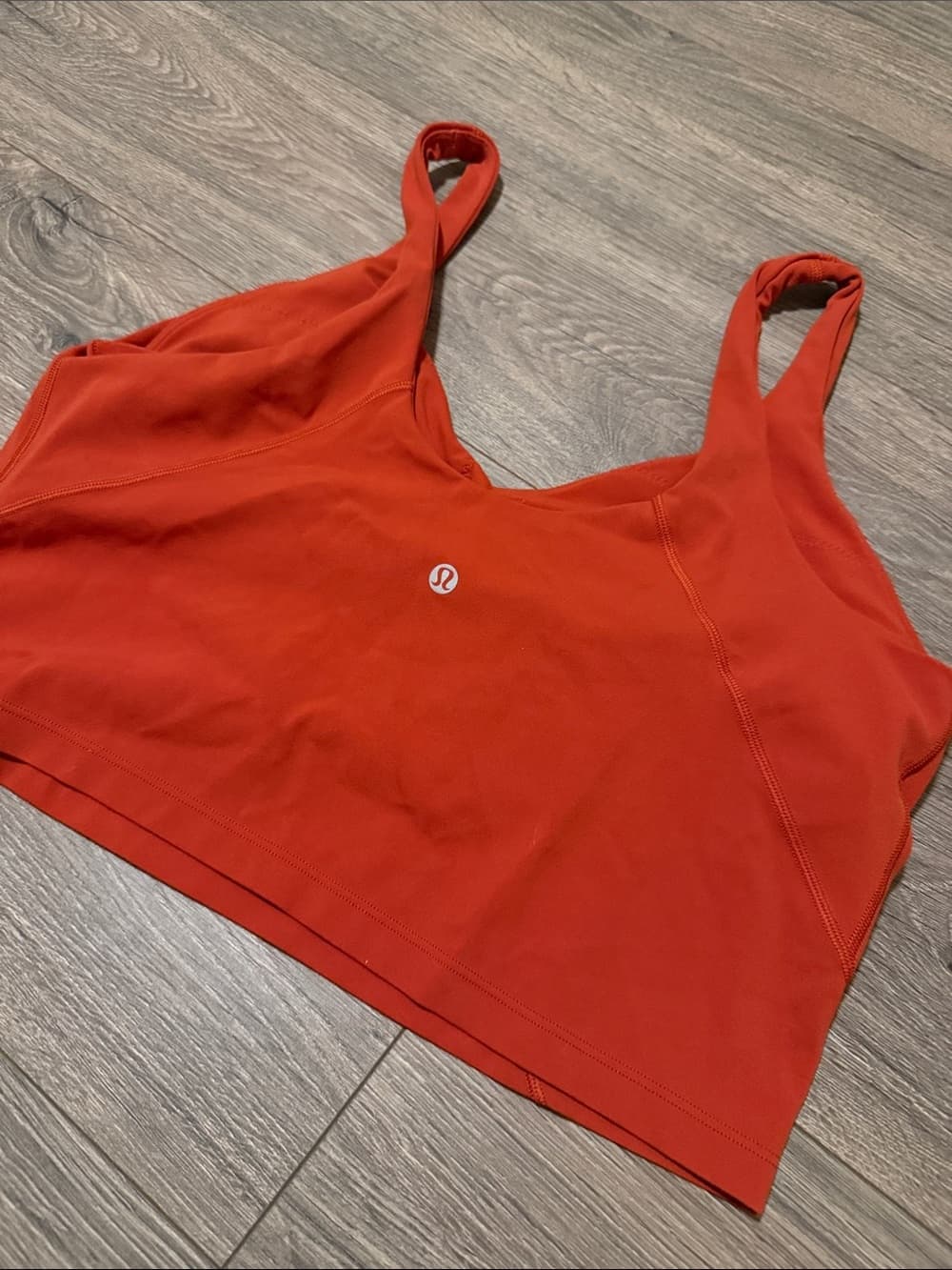 lululemon athletica Women's Orange Mesh-Trim Top