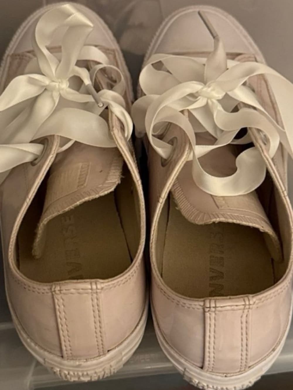 Converse Light Pink pastel Low-Top Sneakers with Satin Ribbon Laces