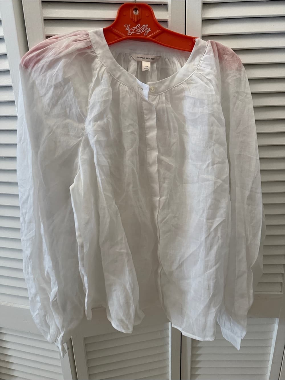 Banana Republic White Sheer Blouse 100% ramey new tag size small oversized