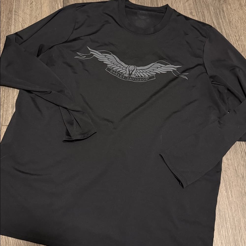 Harley-Davidson Black Long Sleeve Tee with Gray Winged Logo