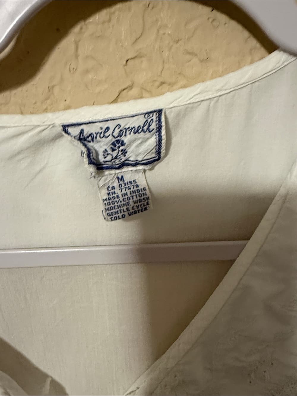 April Cornell White Vintage-Inspired Long Nightgown with Lace Collar size m
