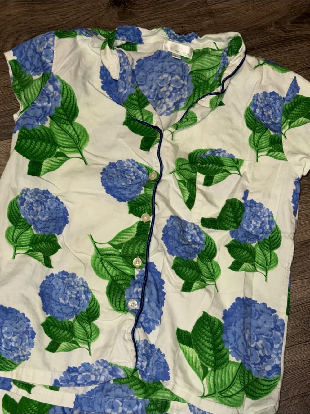 Floral Hydrangea Two-Piece Pajama Set - Blue & Green