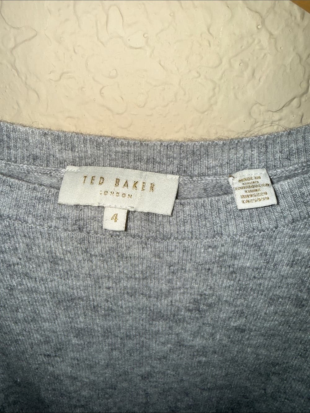 Ted Baker Gray Bow-Detail Scoop Neck Sweater size 4/large
