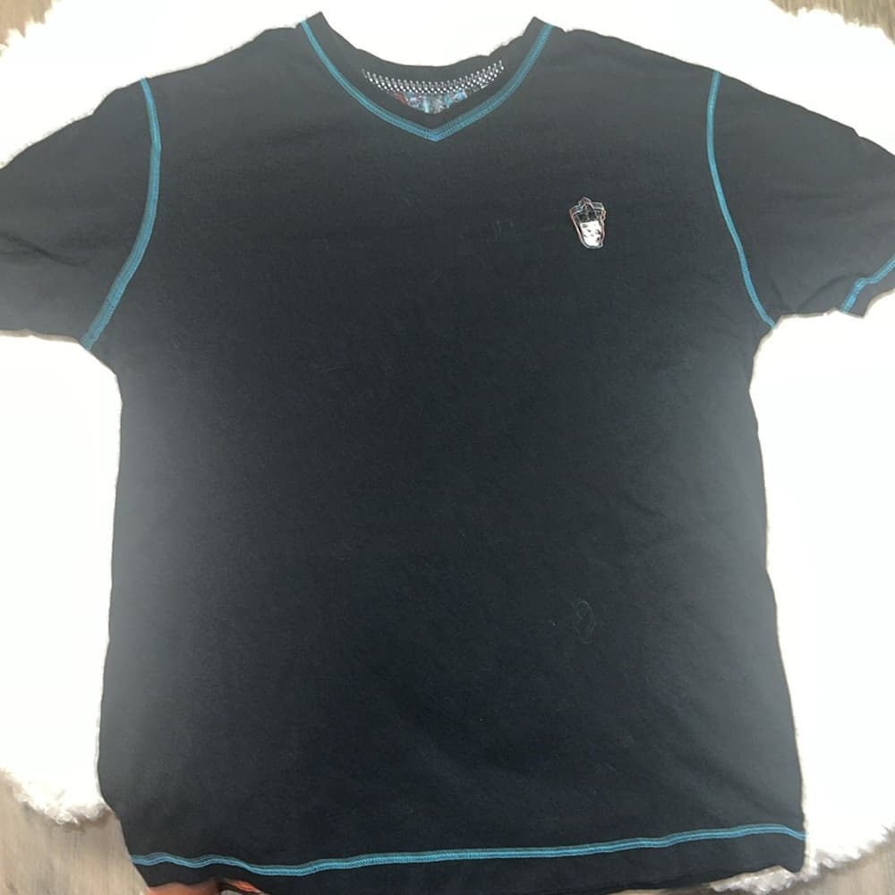 Robert Graham Black Short Sleeve Tee with Turquoise Stitching medium