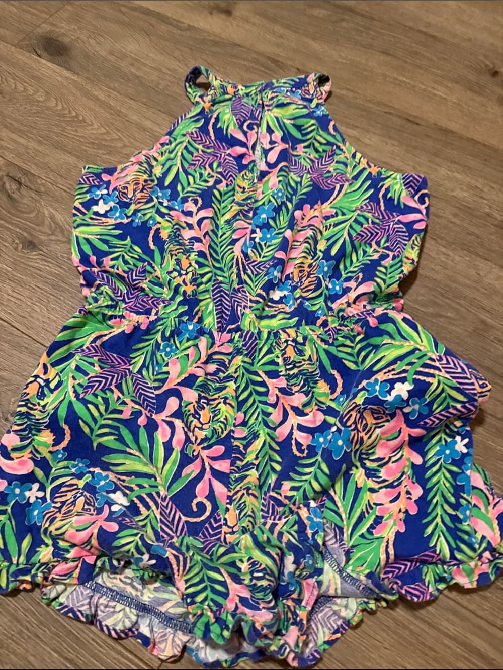 Lilly Pulitzer Girls Blue Pink Green Floral Romper