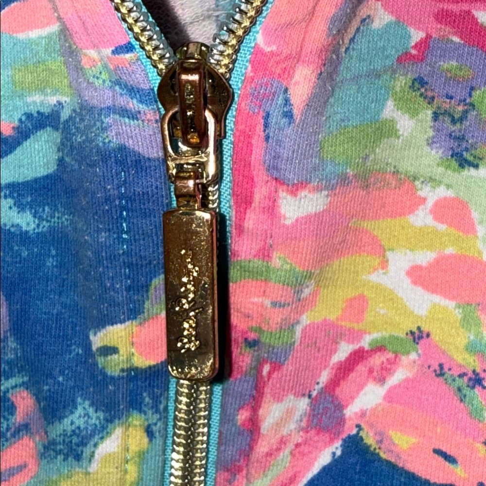 Lilly Pulitzer Colorful Floral Zip-Up Jacket - Pink Blue Green size small