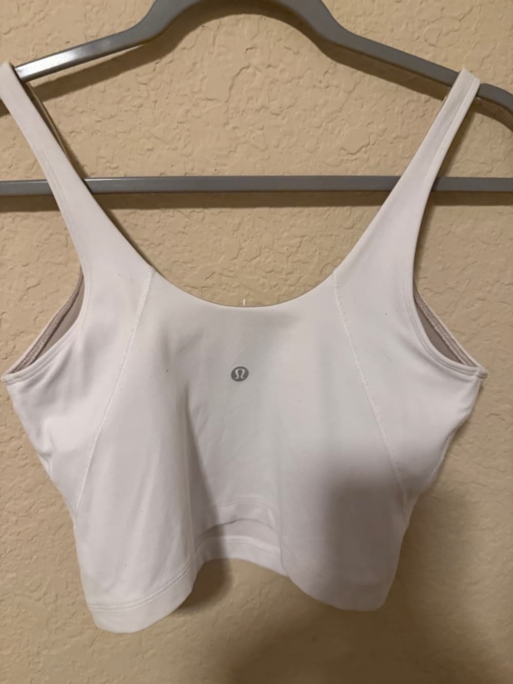 Lululemon White Crop Tank Top with Nude Lining size 8