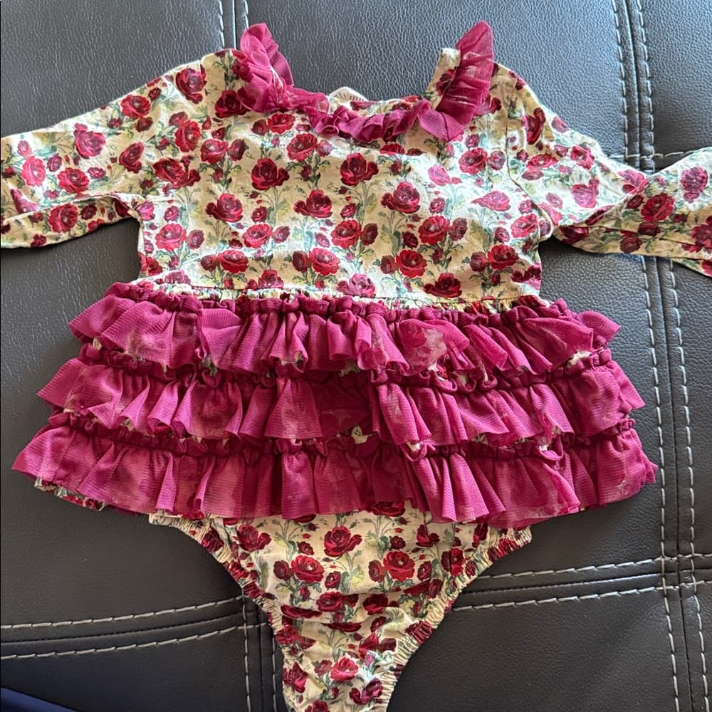 Kate Quinn Red Floral Baby Outfit