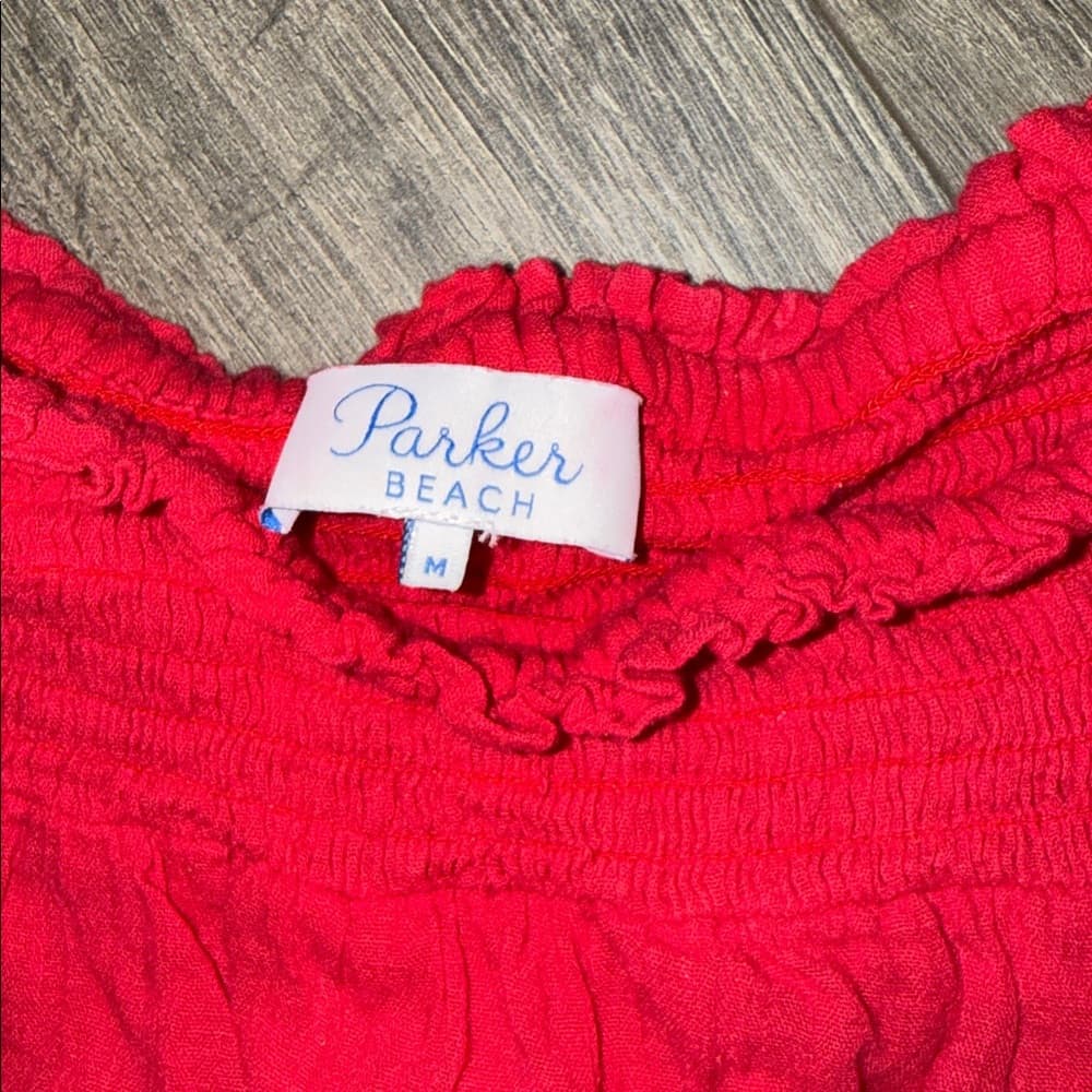 Parker Vibrant Red Mini Skirt with Blue Floral Accents mediun