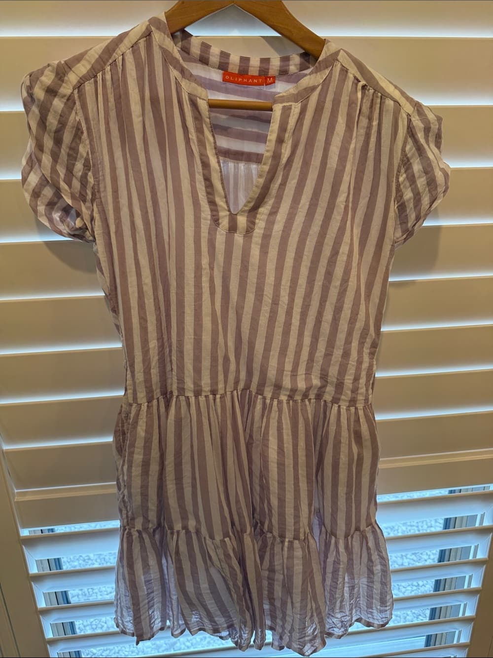 Oliphant Tan-Striped Tiered Tunic size medium