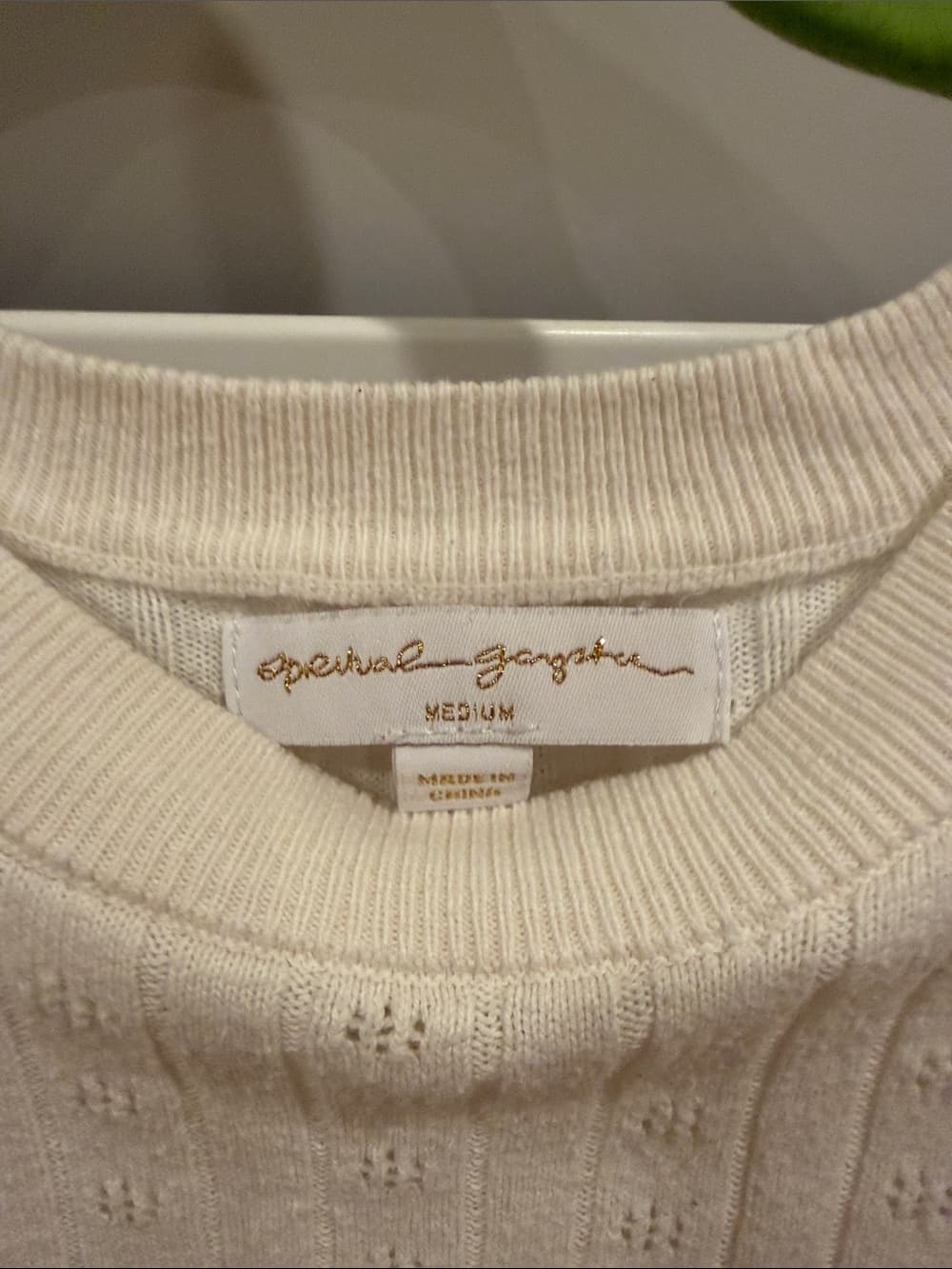Spiritual Gangster Cream Ribbed Crewneck Sweater