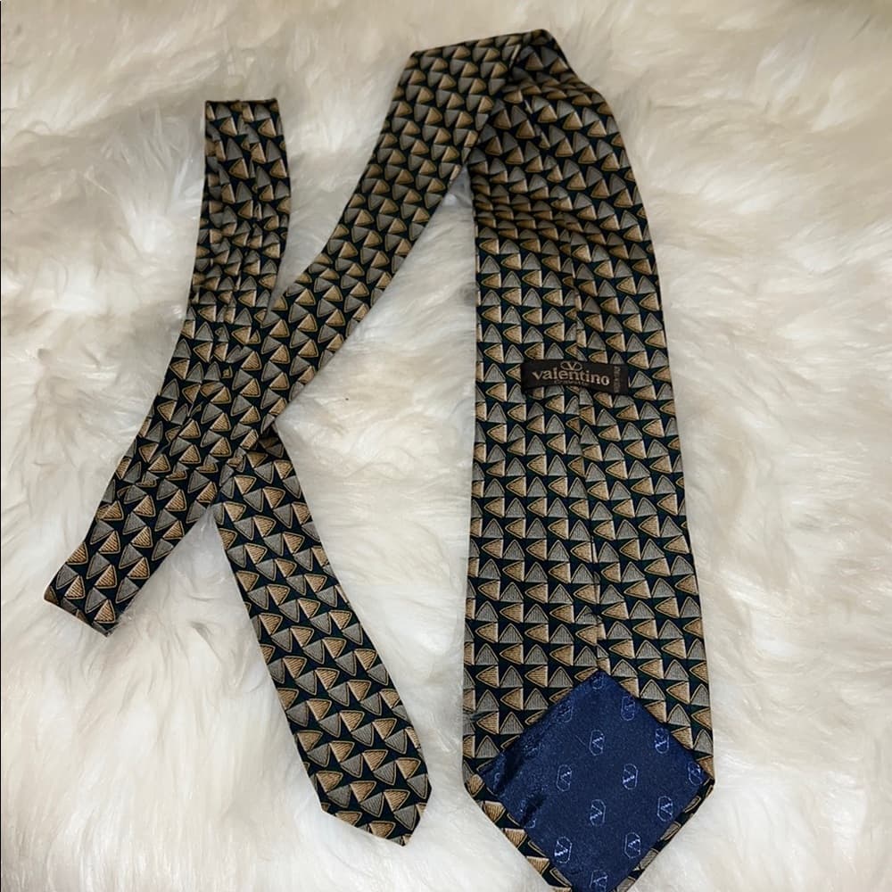 Valentino Black and Gold Geometric Silk Tie