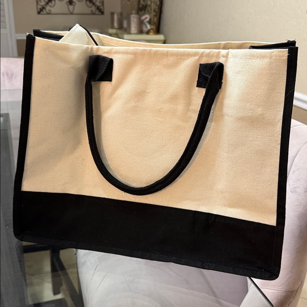 Teacher Life Canvas Rainbow Tote Bag - Cream with Black Trim