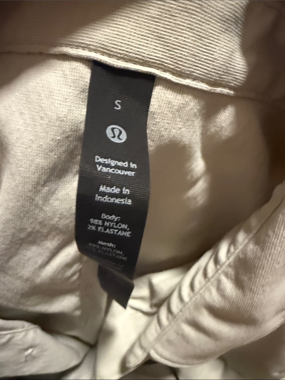 lululemon athletica Light Cream Jacket with Black Logo Tag