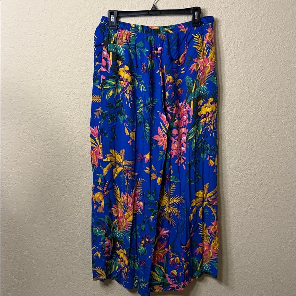 Cynthia Rowley Vibrant Blue Floral pants medium