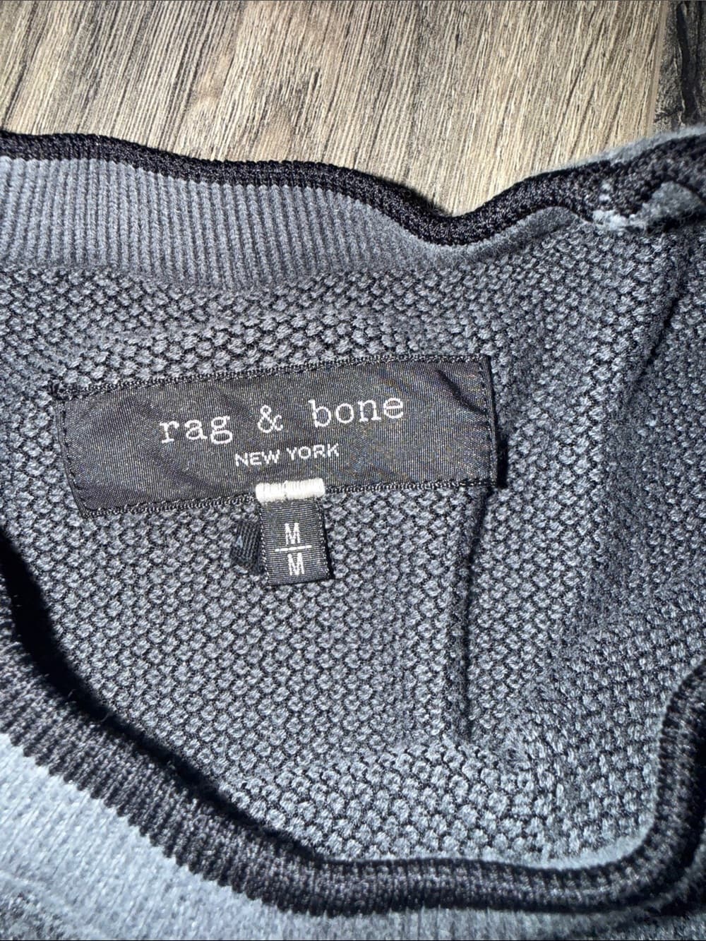 rag & bone Men's Heather Gray Crewneck Sweater with Black Trim