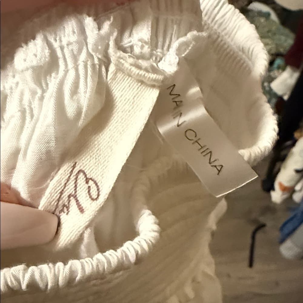 White Smocked pants open sides size XS