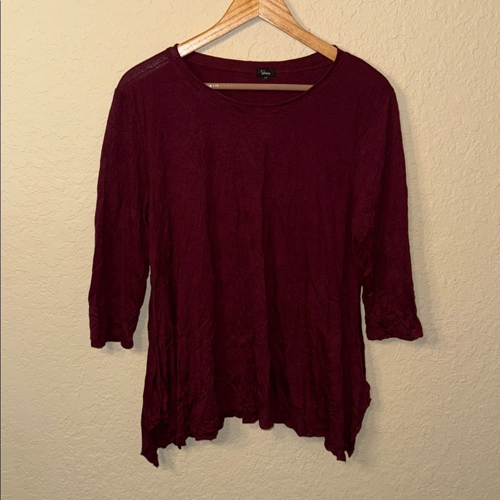 Shana Deep Red Burgundy Yoga Hippie Boho Tunic Top size small