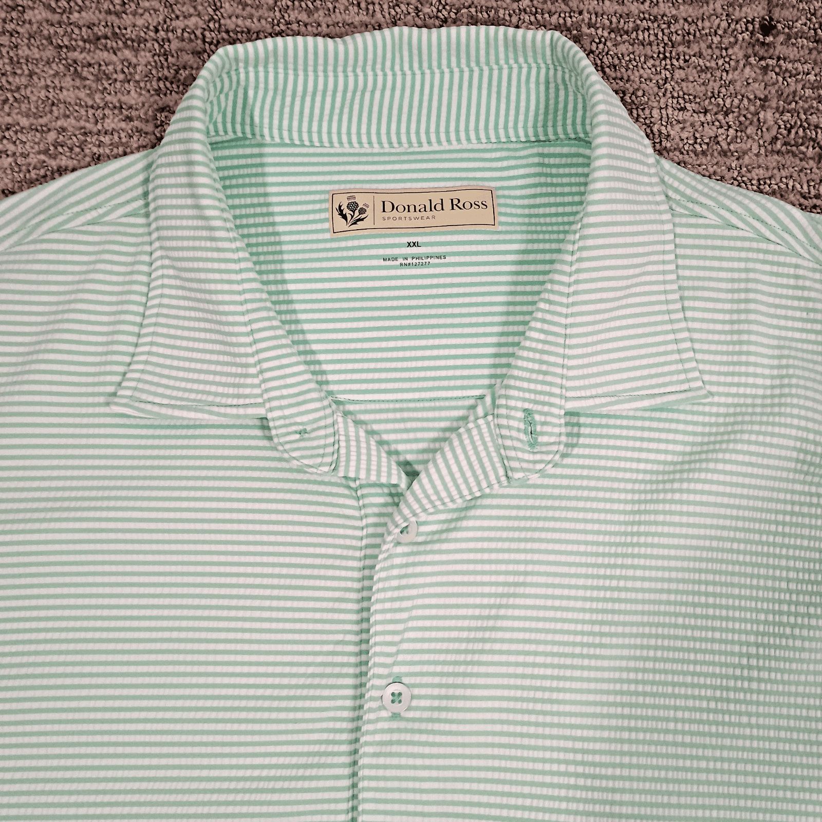 Donald Ross Sportswear Golf Polo Shirt Men's XXL Green Striped Dallas National