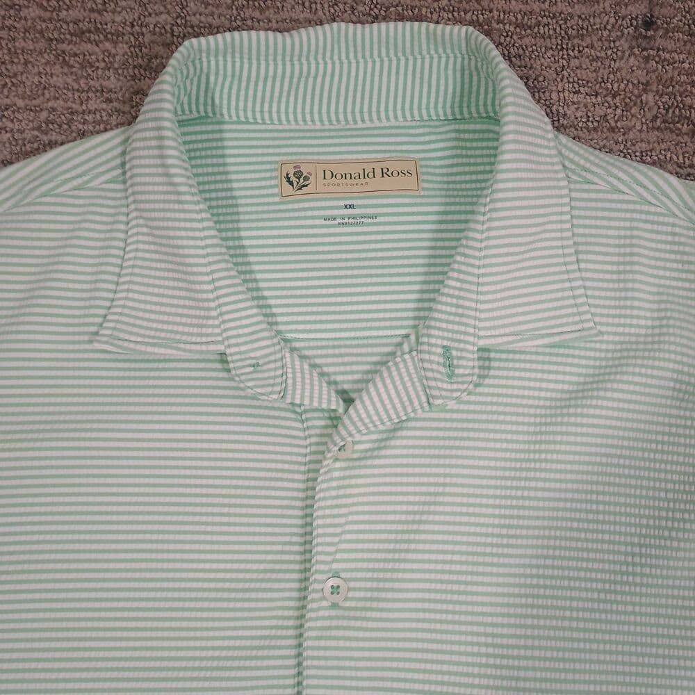 Donald Ross Sportswear Polo Men's XXL Green Striped Dallas National