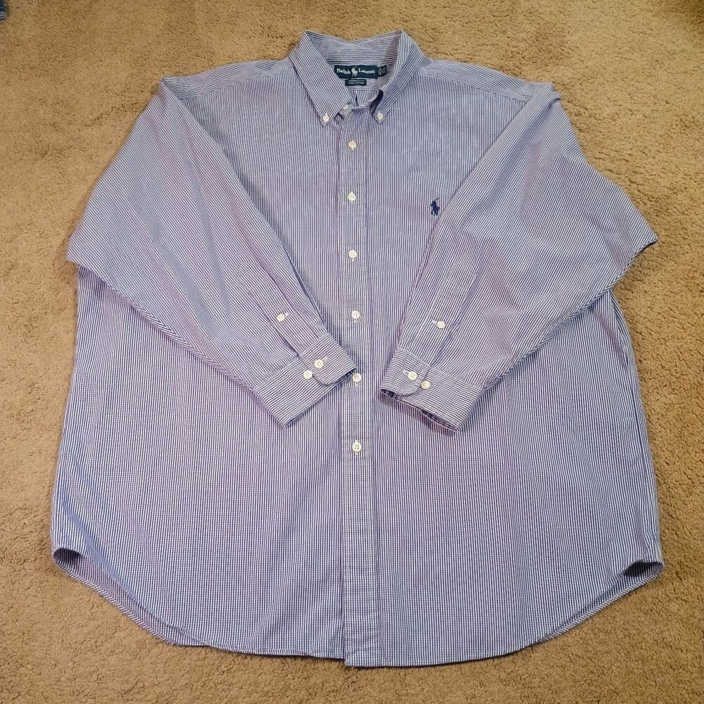 Ralph Lauren Shirt Men XL Button Down Shirt Yarmouth Fit Preppy Gingham Pattern