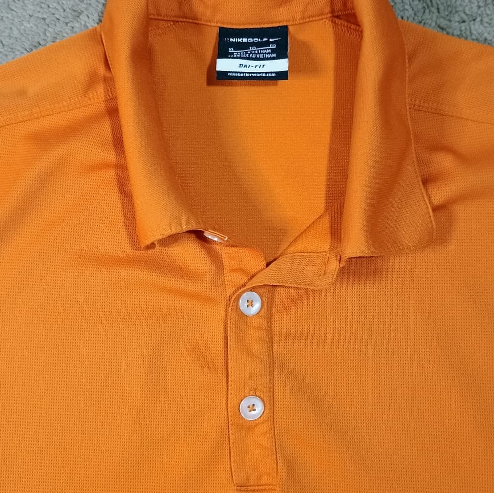 Nike Golf Polo Mens XL Carrot Orange with UV Tech Dri Fit