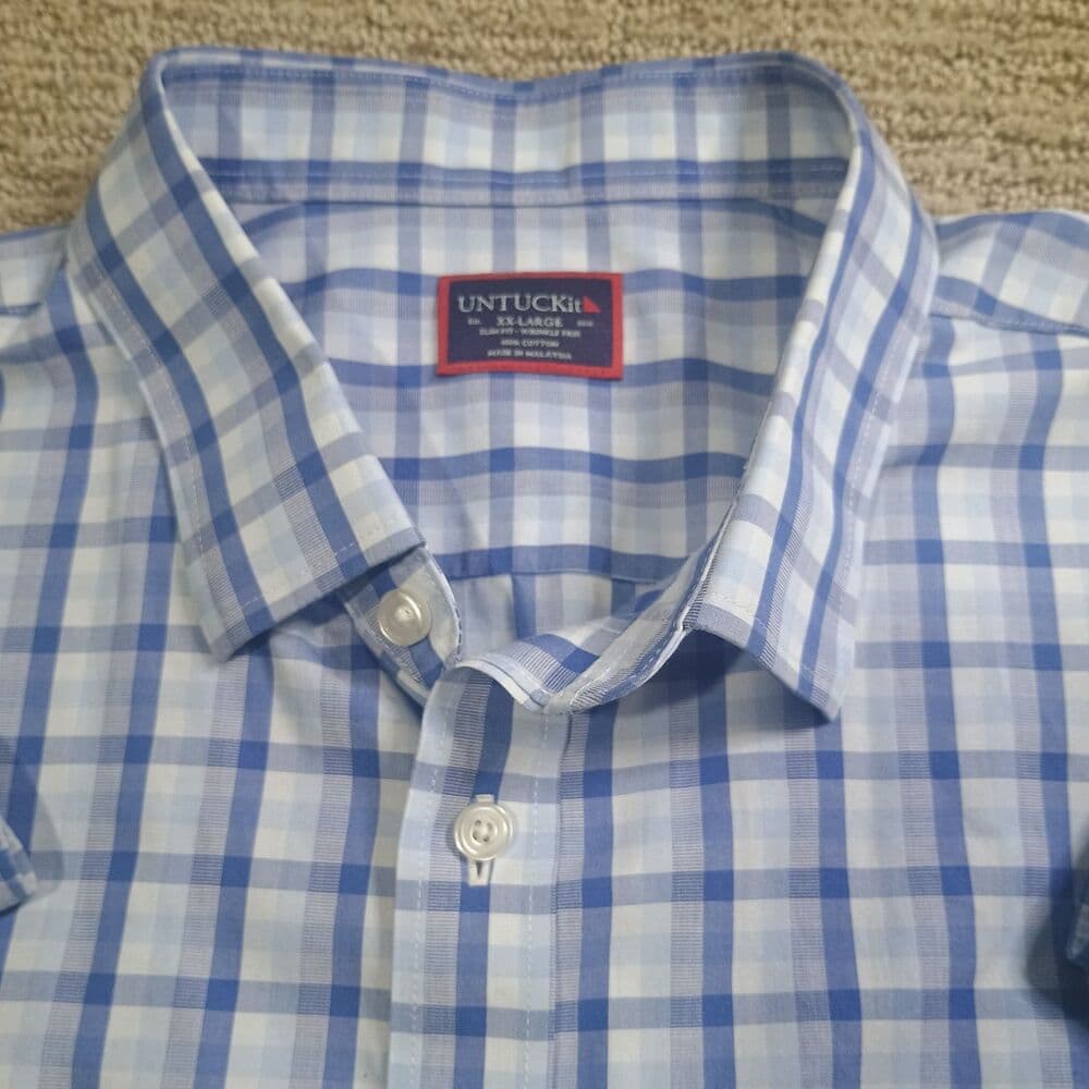 UNTUCKit Cataldi Slim Fit Wrinkle Free Shirt Men's XXL Blue Check Plaid