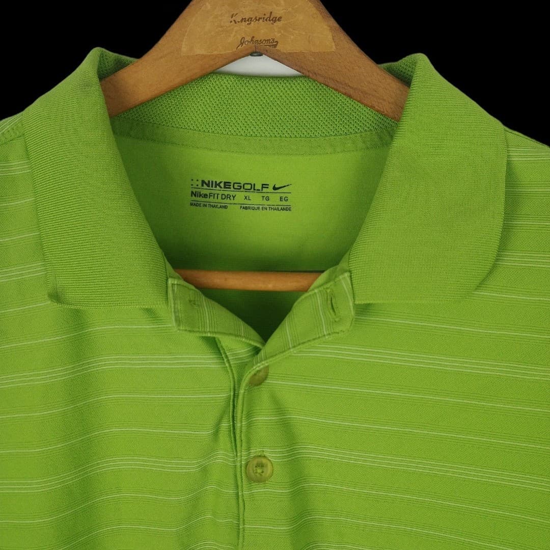 Nike Golf Fit Dry Performance Striped Polo Shirt Mens XL Green Athleisure Wear