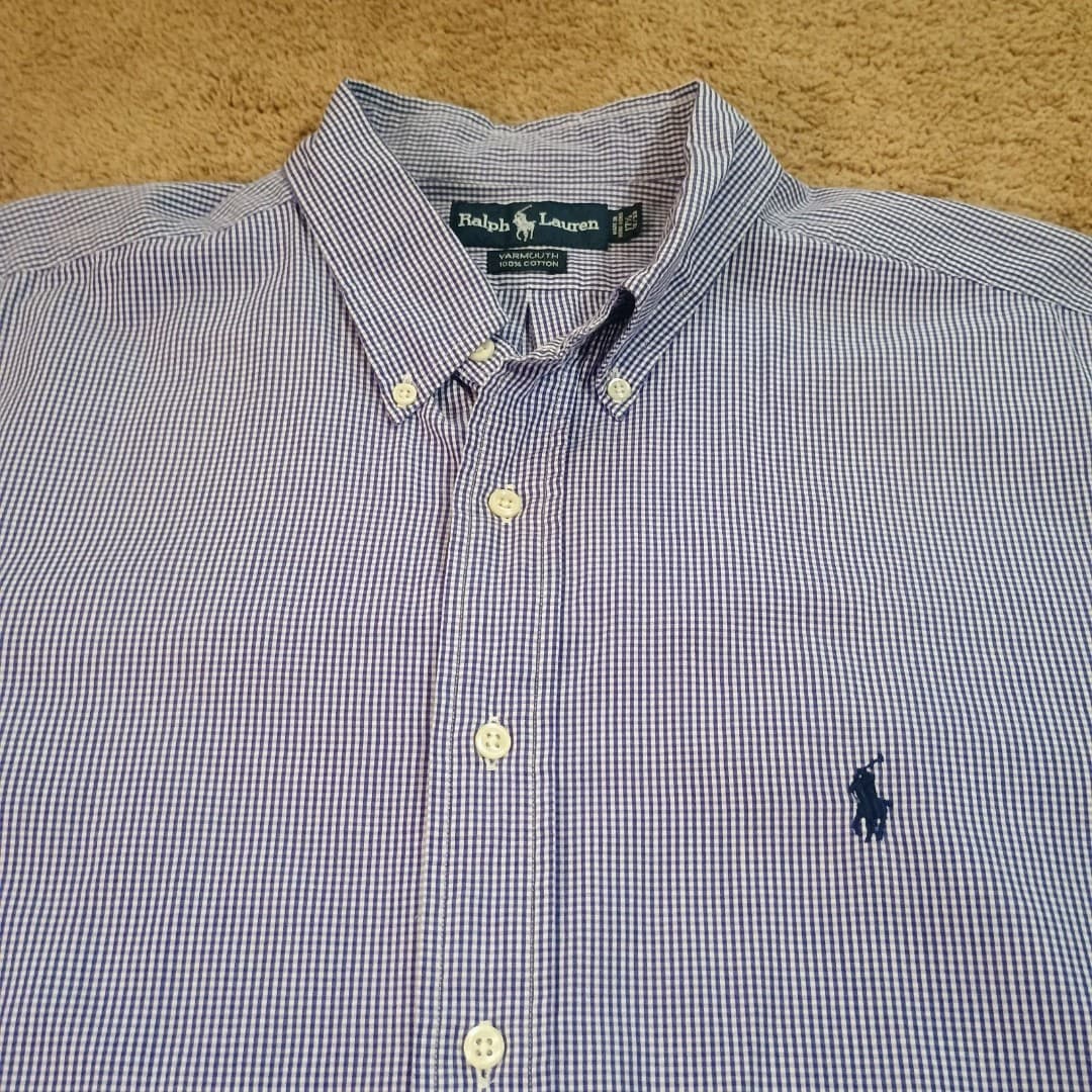 Ralph Lauren Shirt Men XL Button Down Shirt Classic Fit Preppy Gingham Pattern