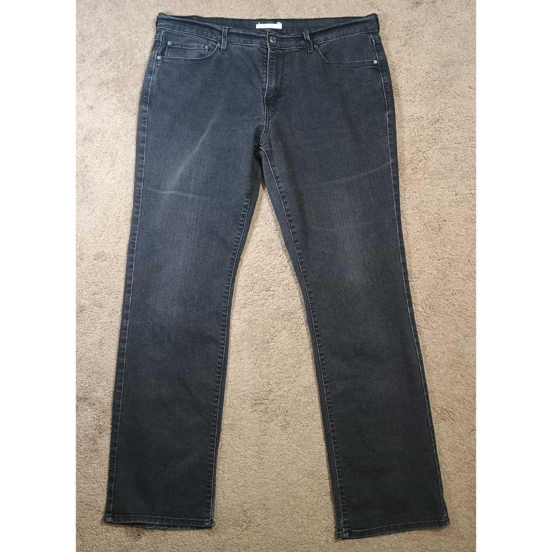 Levis 505 Classic Straight Denim Fit Black Jeans Mens 37x31