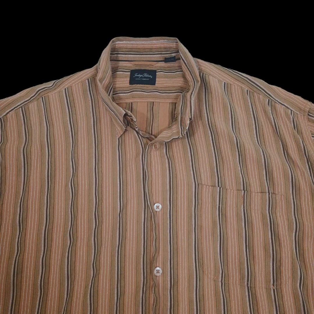 Tommy Bahama's Indigo Palms Shirt XXL Vertical Stripes Bohemian Free-Spirt Flowy