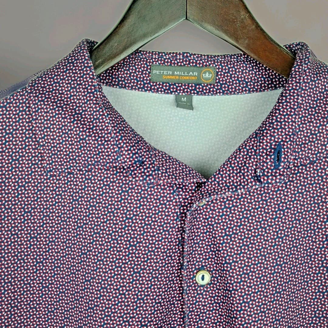 Peter Millar Solid Stretch Jersey Golf Polo Mens M Performance Geometric
