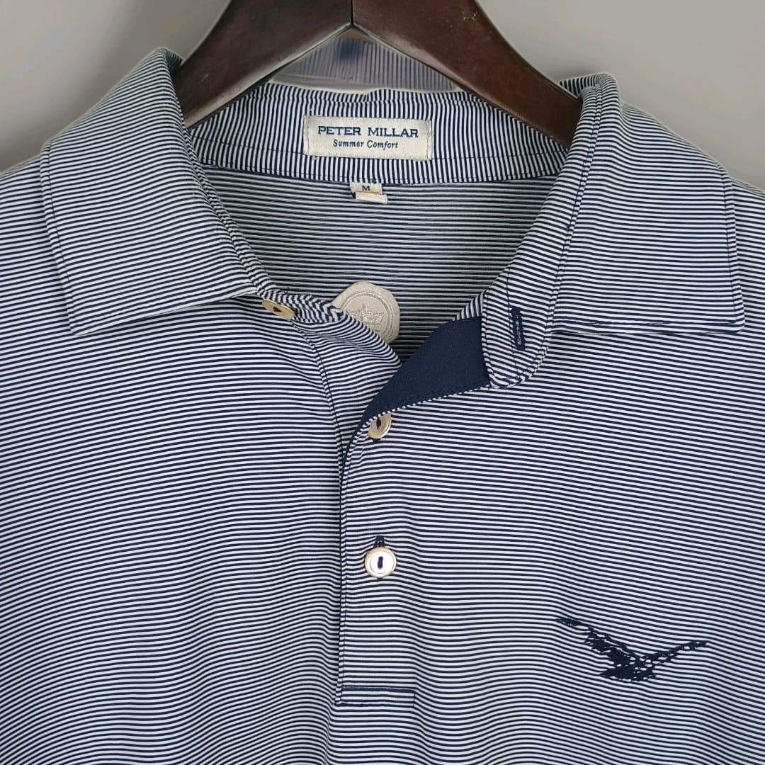 Peter Millar Jubile Strip Performance Golf Jersey Polo Medium Stretchy Soft