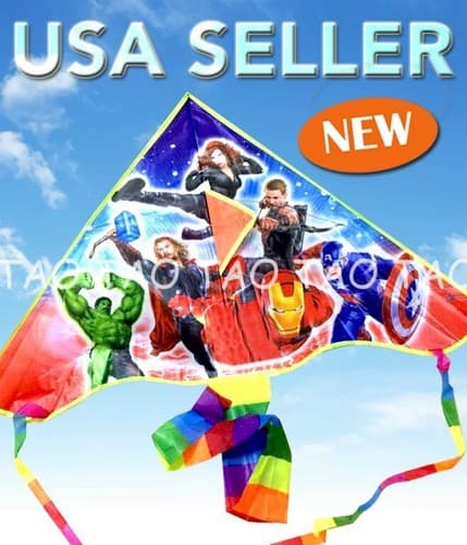 38" Captain American Hulk Thor Black Widow Kite Outdoor Sport /Line Activity K75
