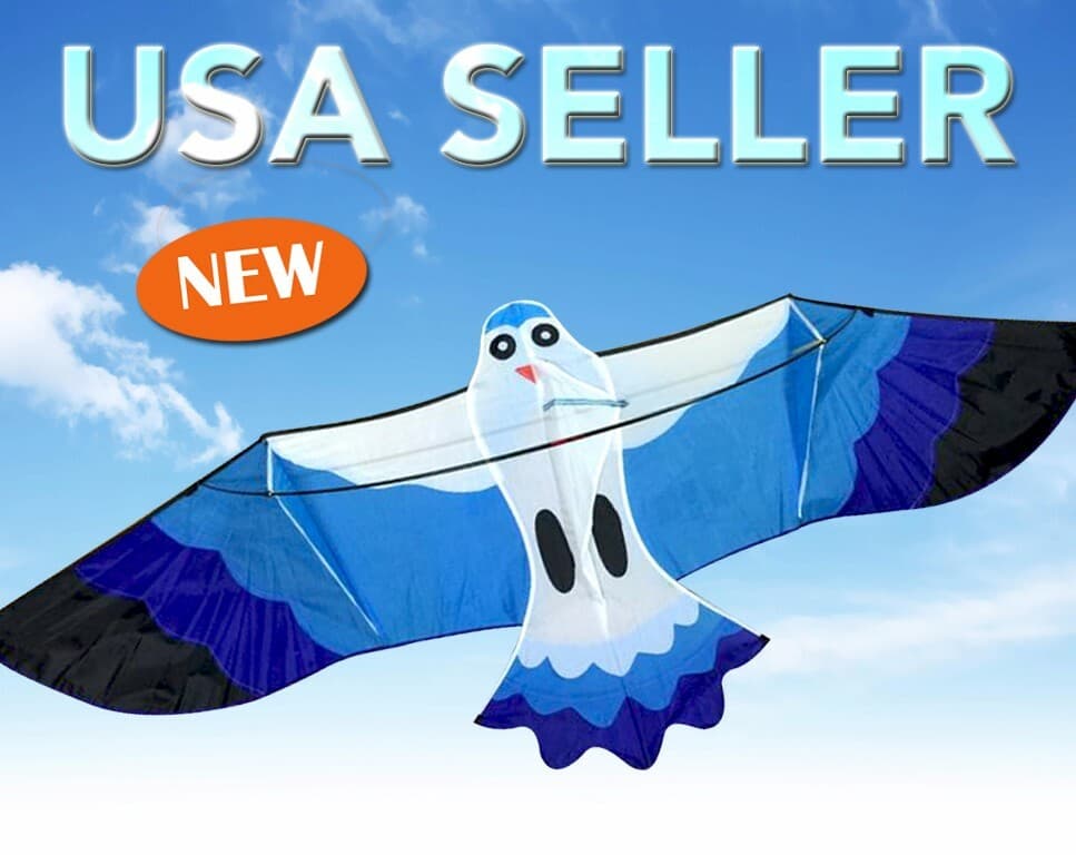 78" Seagulls Blue Kite OutSide Toy Sport Fun Line k72