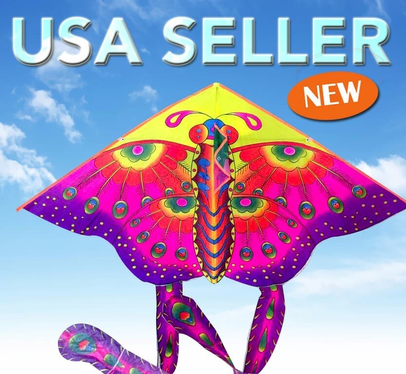 50" 3D Butterfly Fire Kite Outdoor Toy Sport With Flying Line k71