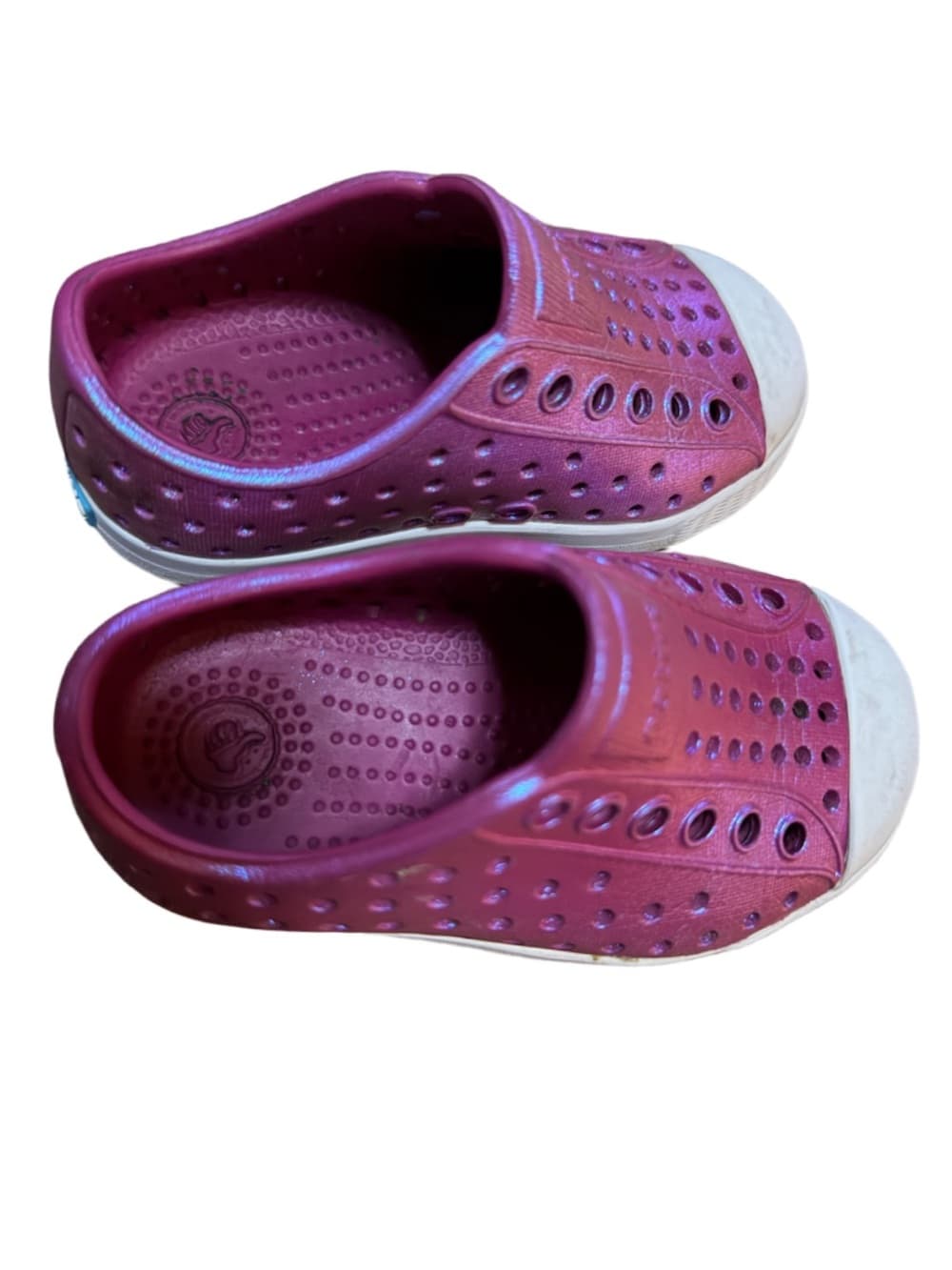 Kids Slip-On native Rubber Shoes in Metallic Pink/Magenta Sz C5