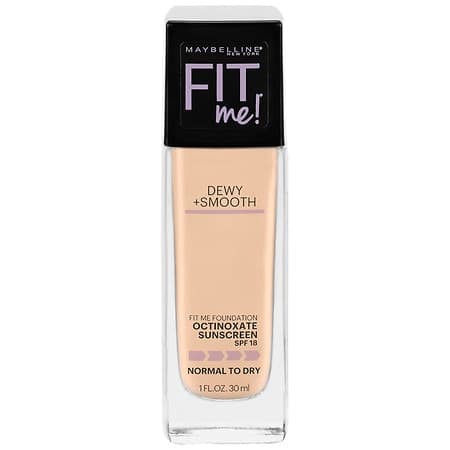 Maybelline Fit Me Dewy + Smooth Liquid Foundation Makeup with SPF 18 Classic Ivory 1 Fl. Oz