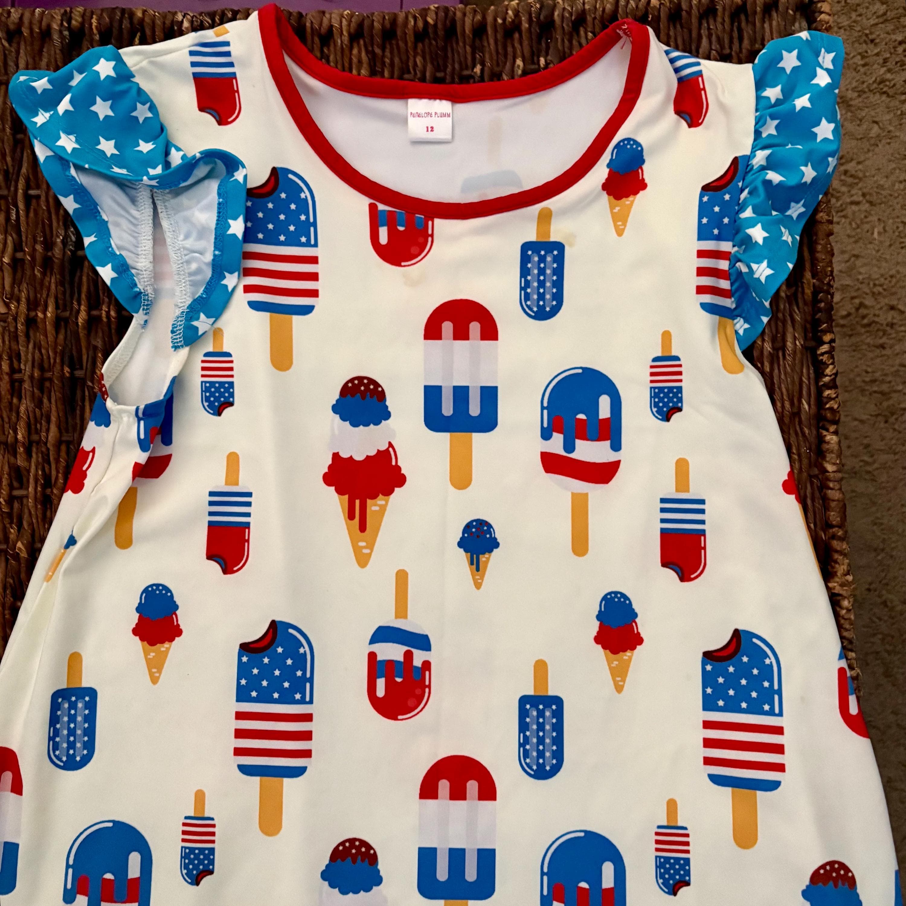 4th of July Penelope Plumm Patriotic Ruffle Dress