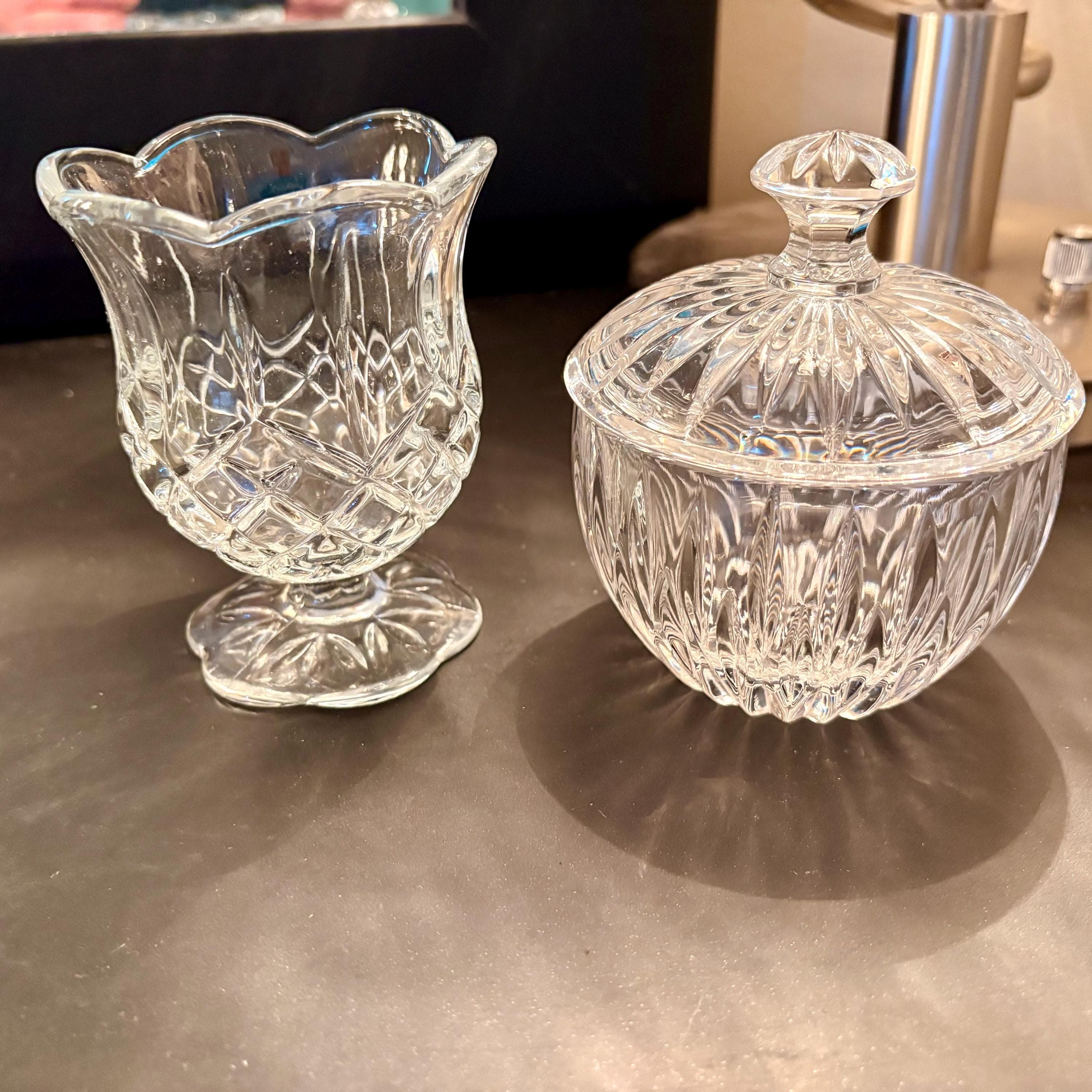 Vintage Home Interiors HOMCO Crystal Votive Holder & Princess House Starburst Crystal Dish