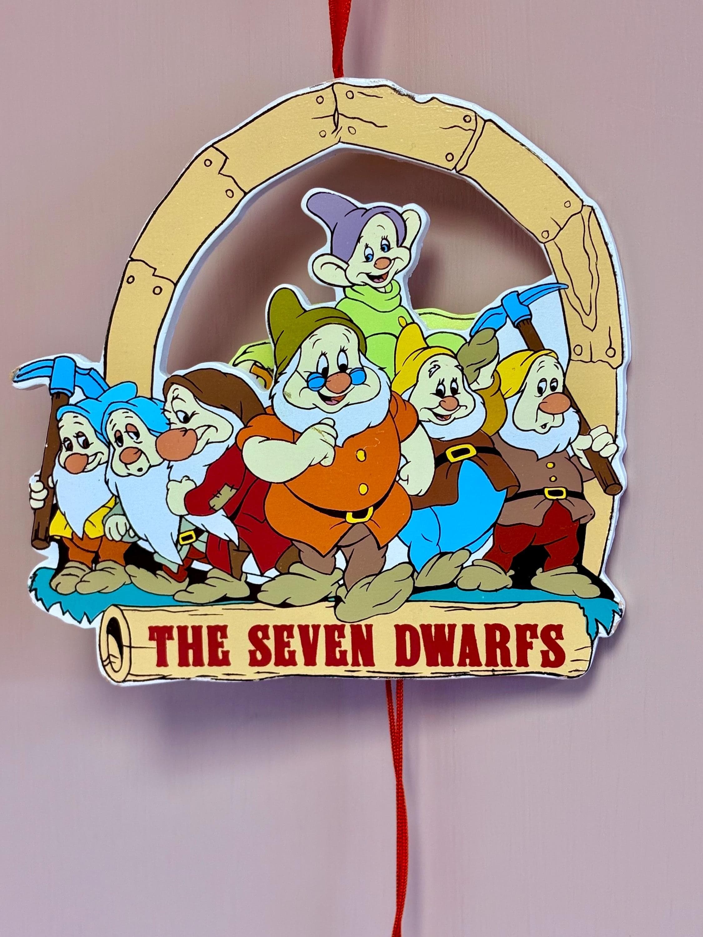 Vintage Disney Kurt S Adler Snow White and the Seven Dwarfs Wooden Ornament~ Vintage Kurt Adler Disney Collection 1984