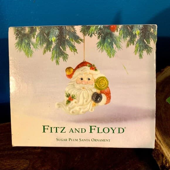 Vintage Fitz and Floyd Sugar Plum Santa Christmas Ornament - Boxed