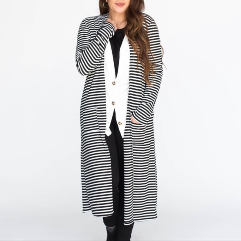 Agnes & Dora Dreamy Duster Black White Stripe
