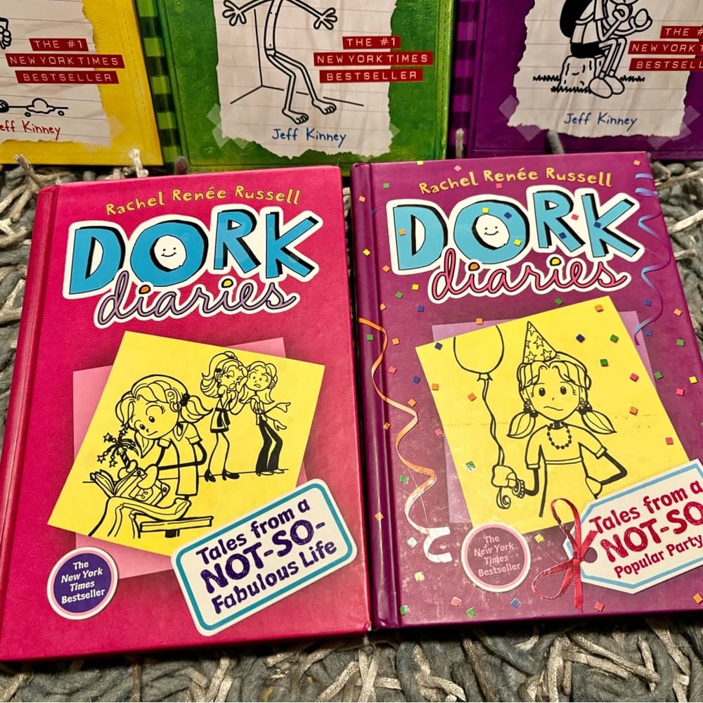 Diary Of A Wimpy Kid Book & Dork Diaries Book Lot for Middle Schoolers- 5 Books