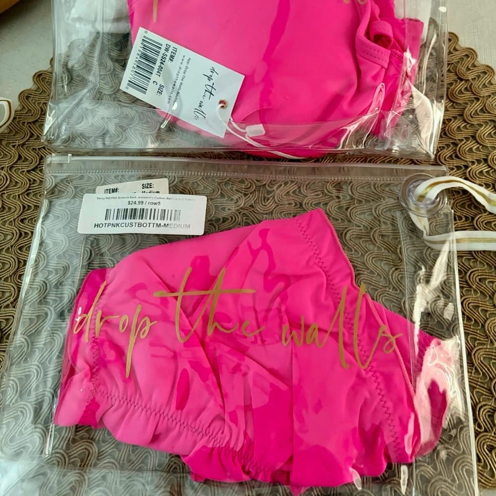 NWT Hot Pink Bathing Suit Top and Bottoms~ Barbie Pink Two Piece Set Bikini