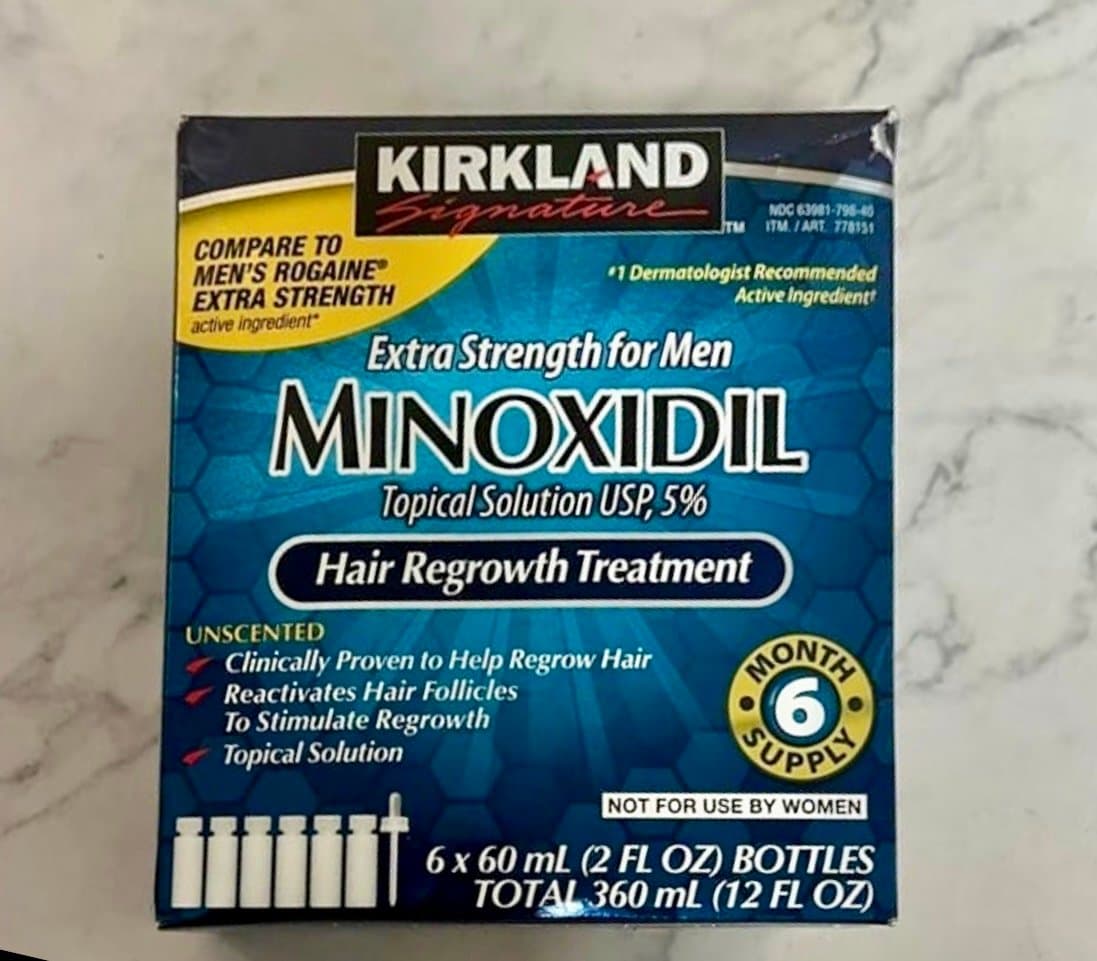 Kirkland Minoxidil 5% Hair Regrowth Solution Extra Strength Men 6 Month Supply
