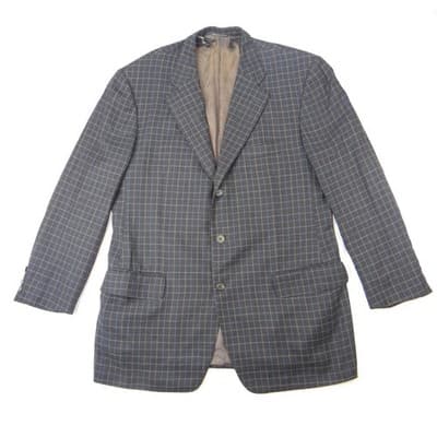 VTG Ermenegildo Zegna High Performance Blazer Men Dark Grey Plaid Wool Blend XL