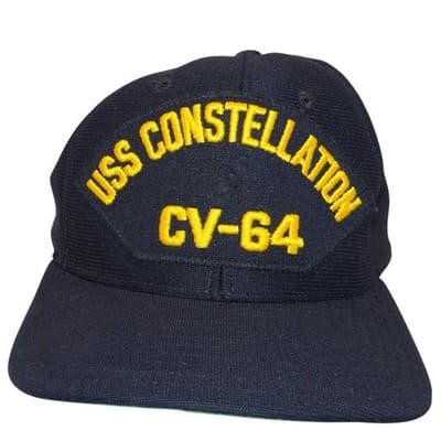 New Era USS Constellation CV-64 Snapback Hat Mens Navy Blue Vintage Made in USA