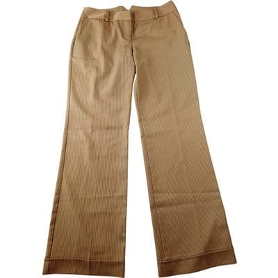 Y2K A. Byer Womens Tan Brown Pinstripe Wide Leg Dress Pants Trouser Size 9