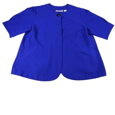 Vintage Beautiful Sag Harbor Blue Textured Open Front Short Sleeve Jacket Sz 12
